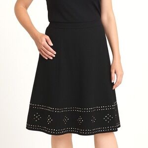 Talbots‎ Skirt Women 2P Black A-Line Sequin Hem Stretch Cotton Spandex Classic